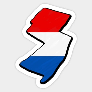 Red, White, and Blue New Jersey Outline Sticker